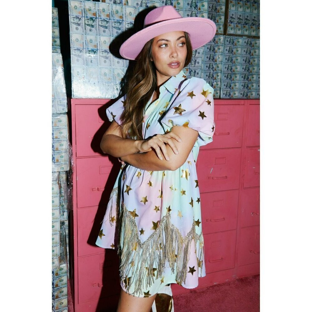 Cowgirl Magic Gold Star Holographic Dress - Picture 4 of 6